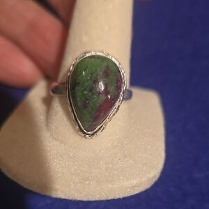 Ruby And Zoisite Teardrop Stone Ring